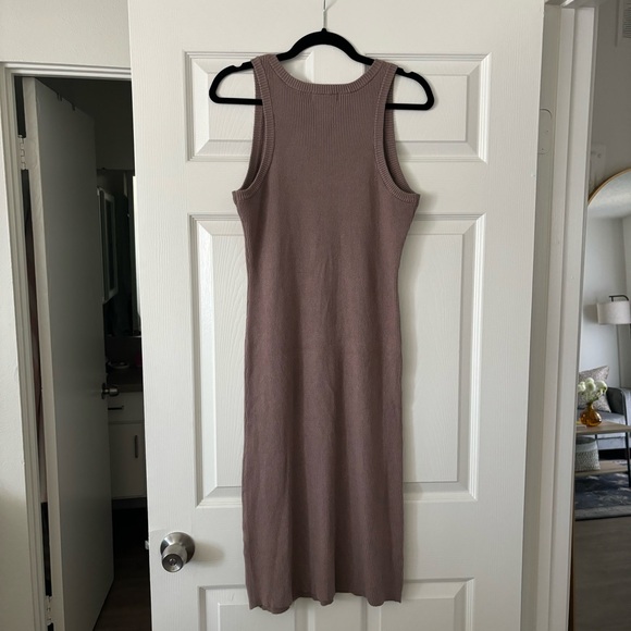 Taupe Ribbed Sweater Dress - Picture 2 of 3